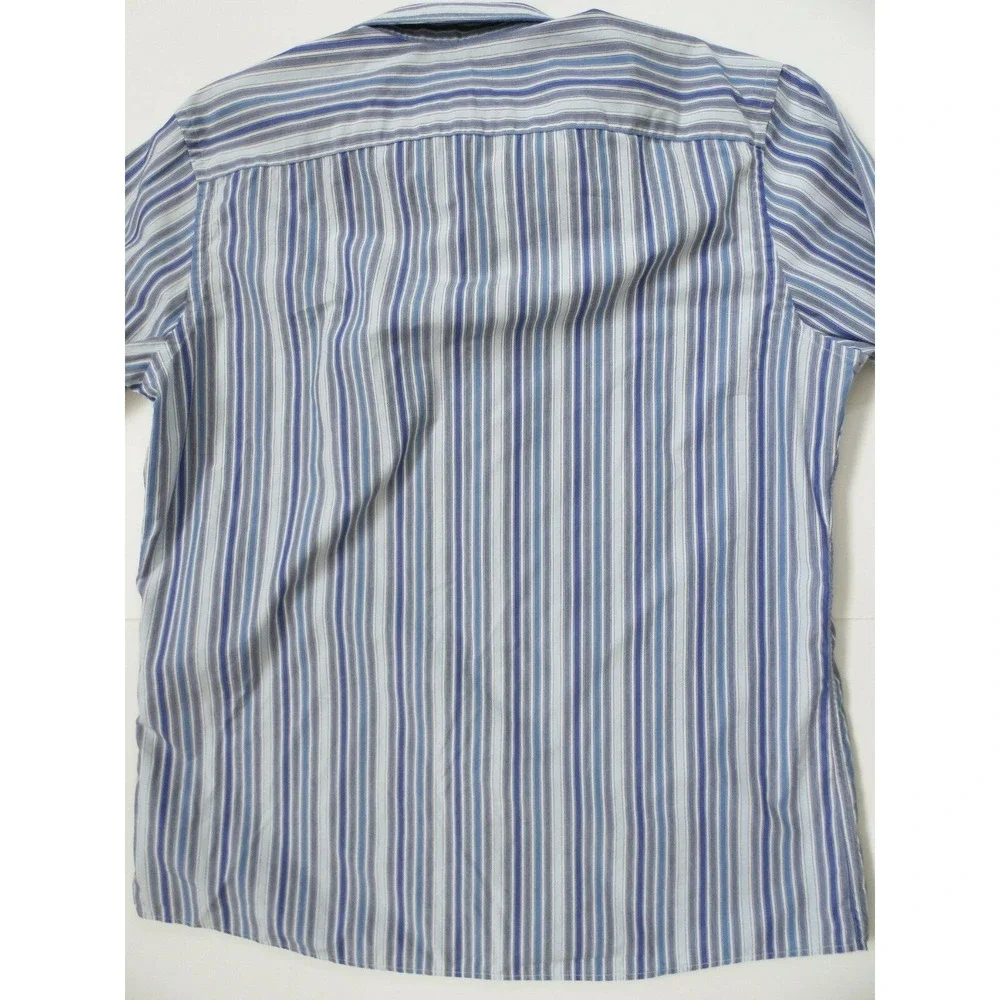 Maker &‎ Co Men's Gray Striped Regular Long Sleeve Casual Button Up Shirt Size L